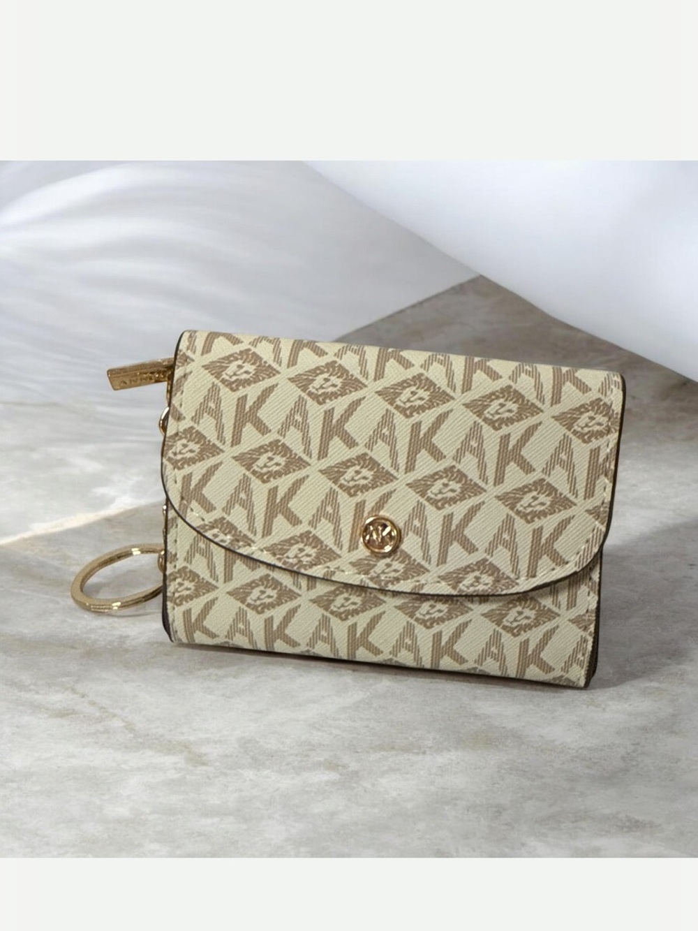Anne Klein monogram keychain card case/mini wallet -NWOT